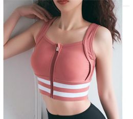 Yoga Outfit Net Infrared Wear Front Zipper Sous-vêtements de sport Women's -proof Running Fitness Bra Anti Sag Peut être porté à l'extérieur du Ve