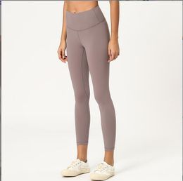 Yoga-Outfit Neue doppelseitige gebürstete Hose für Frauen hautfreundlich und nackt abgeschnitten Hohe Taille Hüftheben Drop Lieferung Ot5Vm