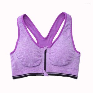 Tenue de yoga sans jantes avant ouvert fermeture éclair soutien-gorge de sport doux confortable coussin de poitrine amovible fitness type fixe solide mise en forme parfaite