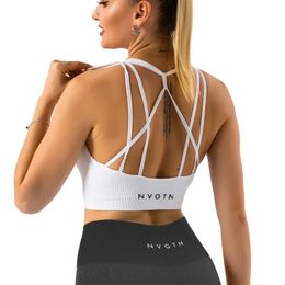 Yoga-outfit NVGTN Galaxy Geribbelde Naadloze Bh Spandex Top Dames Fitness Elastisch Ademend Borstvergroting Vrije tijd Sportondergoed 231017