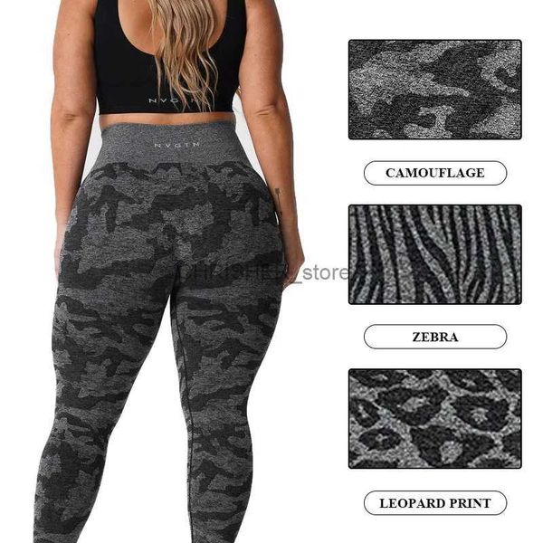 Traje de yoga Serie NVGTN Patrón de cebra Leggings sin costuras Mujeres Tallas de entrenamiento suave Fitness Outfits Yoga Gym Wearl231221