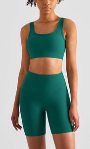 Yoga Outfit NWT 2 Stuks Per Set Geribbelde Rug Diepe U Sportbeha Vrouwen Strap Wireless Padded Tank Tops Geen naad 5 