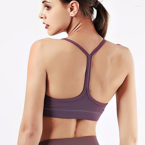 Traje de yoga NWT Espalda abierta Sujetador deportivo de realce sin aros Mujer Running Fitness Chaleco sin espalda para mujer Ropa de gimnasio Marcas de imitación