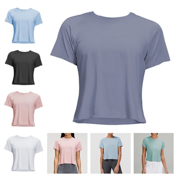 Tenue de yoga NWT yogatwo T-shirt de sport pour femme Vêtements de fitness Femme Chemises d'entraînement à manches courtes Hauts de sport Vêtements de sport Vêtements de yoga Femme Yoga Col rond Sans logo