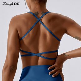 Yoga Outfit Pearl Women s Sports Bra Strappy Criss Cross Back Amovible Rembourré Crop Top Stretchy Support Active 230720