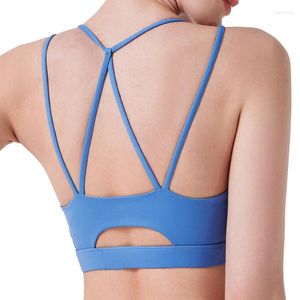 Yoga -outfit Remable Cup Sports beha voor vrouwen die hard impact workout strappy Crisscross terug crisscross terug crop top slijtage