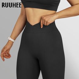 Yoga Outfit RUUHEE Crossover Naadloze Leggings Voor Vrouwen Tie Dye Workout Scrunch Butt Lifting Fitness Broek 230612