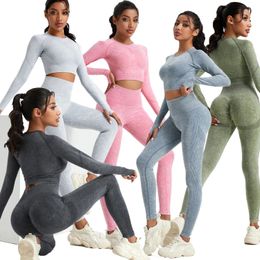 Yoga Outfit Salspor Wash Push Up Pantalon Costume pour Fitness Taille haute Athlétique Sans couture Sportswear Femme Gym Casual Sport 231121