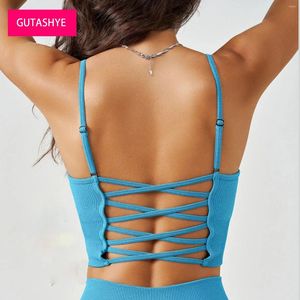 Tenue de yoga Bra de dos sans couture portant des sous-vêtements sportifs de course à pied