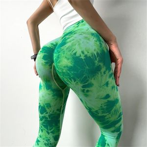 Tenue de yoga Pantalon de yoga sans couture Leggings sexy Taille haute Tie Dye Imprimé Gym Sportswear Femme Hip Push UP Collants Workout Running Fitness 230818