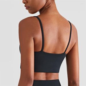 Yoga -outfit Sexy Backless Sports BH Dunne Slings Vest Gym Training Top Hoge impact Fitness Bralette Crop Running Tight Underwear