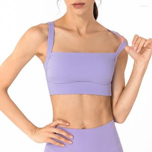 Yoga Outfit Sexy Dos Nu Femmes Fitness Soutien-Gorge Plus Taille Col Carré Courir Lady Sportswear Large Bandoulière Gym Sport Sous-Vêtements