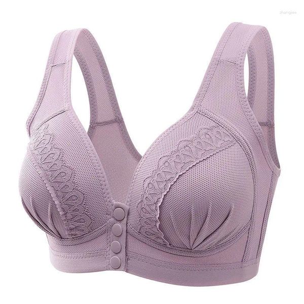 Traje de yoga Sexy Cierre frontal Sujetador Mujeres Fijación Sujetadores inalámbricos para lencería push-up Talla grande Brassiere Sin anillo de acero