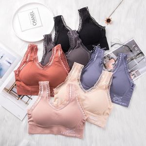 Yoga Outfit Sexy Kant Bras voor Dames Plus Size Without Underwire Push Up Sports Vest Tank Top Pads Onzichtbare Back Bra Cups