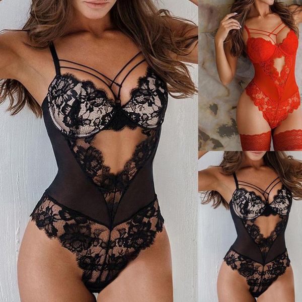 Atuendo de yoga Bodysuit de lencería Sexos Strap Crochet Crochet Corteut Teddy Bordado Bordado Vendedor de vendaje Lenceria para Mujer