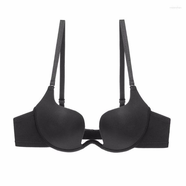 Tenue de yoga Soutien-gorge push-up sexy Soutien-gorge dos nu Coupe basse Soutien-gorge plongeant Dos ouvert Sous-vêtements de mariage Invisible Seamless Deep U Lingerie Femme