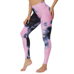 Yoga Outfit Sexy Tie Dye Encre Leggings Femmes Taille Haute Anti Cellulite Push Up Collants Gym Entraînement Fitness Course Pantalon De Levage 231102