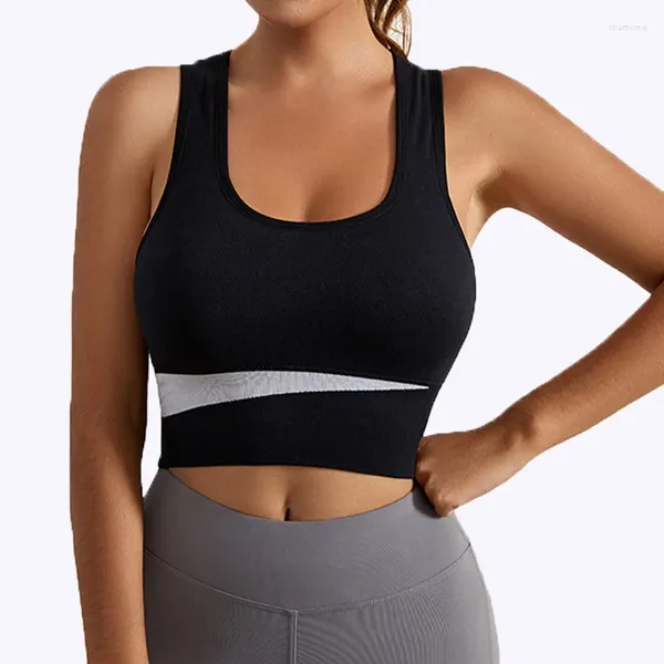 Tenue de yoga Sexy Femmes Soutien-gorge Crop Top Gym Chemises Tops Fitness Entraînement Antichoc Rassemblement Sans Anneau En Acier Gilet De Sport