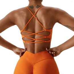 Yoga-outfit SHINBENE Sexy gekruiste ruglichtsteunbeha met bandjes en gewatteerde sport voor dames