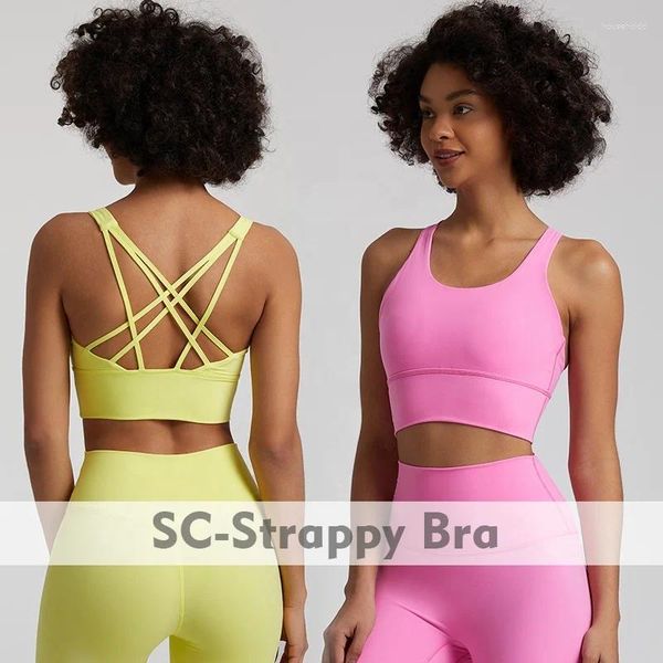 Traje de yoga Shinbene Super Cloud Sexy Mujeres Deportes Sujetador Crisscross Back Soporte medio con copas extraíbles