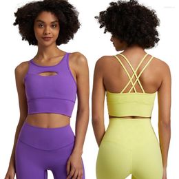 Yoga-outfit SHINBENE Super Cloud Dames Fitness-bh's met open voorkant Dames Draadloze Sport Workout Crop Top