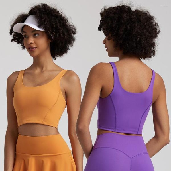 Yoga Outfit Shinbene Super Cloud Débardeur pour femmes Rembourré Longline Sports Bra Courir Entraînement Crop