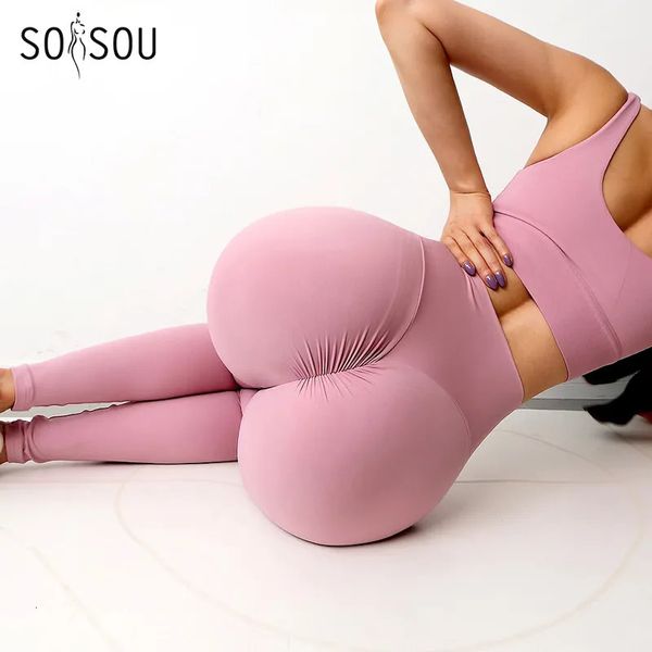 Yoga Outfit SOISOU Nylon Gym Pantalons Femmes Leggings pour Fitness Taille Haute Longue Hanche Push Up Collants Vêtements 2 Types 231020