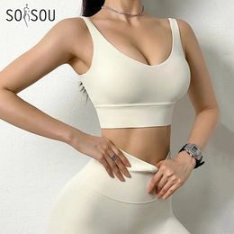 Yoga Outfit SOISOU Nylon Survêtement Set Sport Costume Gym Fitness Soutien-Gorge Legging Lounge Wear Crop Tops Sexy 18 Couleurs 231012