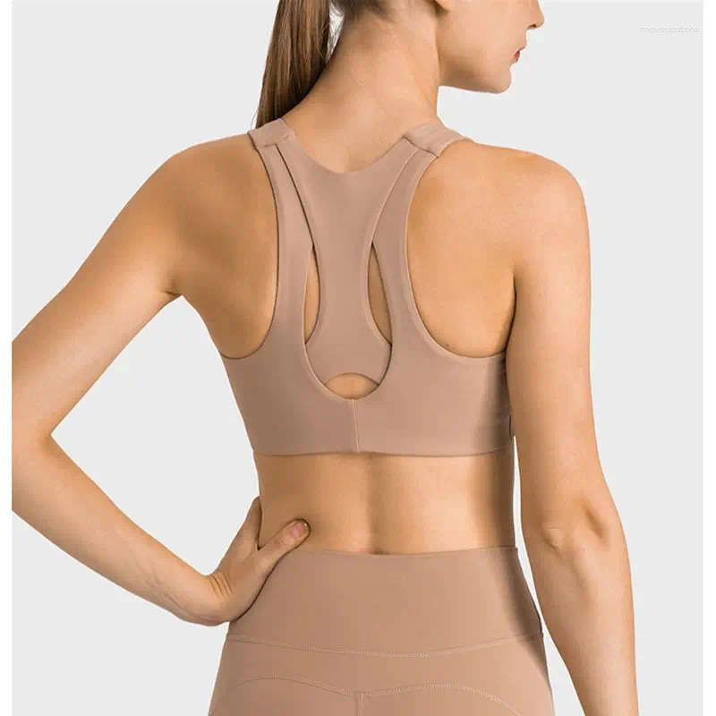 Traje de yoga Color sólido Fitness Sports Bra Recorte Chaleco Mujer Crop Top Lencería con almohadilla para el pecho Alto soporte Gimnasio Ropa deportiva