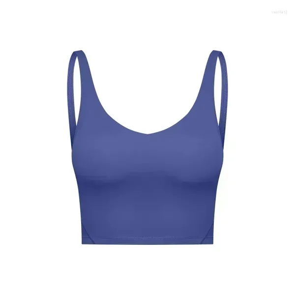 Tenue de yoga Couleur continue Soft U-Back Fitness Bra Trainage complet Jogging Gym Sports sous-vêtements Femmes Terrou