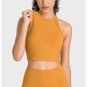 Traje de yoga Sujetador deportivo Mujeres Cuello alto Crop Top Fitness Tank Tallas grandes Ropa interior sexy con almohadilla para el pecho Gimnasio Ropa deportiva