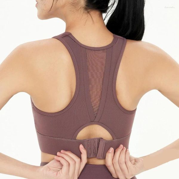 Traje de yoga Ropa interior deportiva Gimnasio Top Mujeres Push Up Bra Running Fitness Entrenamiento Alto Soporte Damas sin ropa con aros