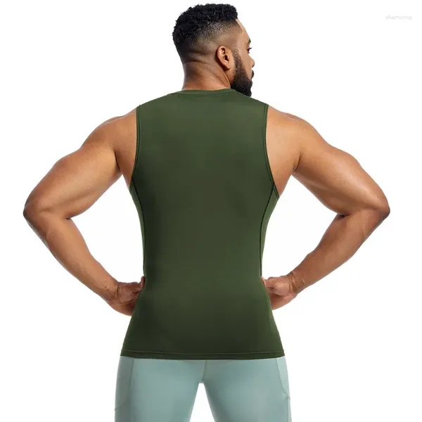 Tenue de yoga Gilet de sport pour hommes Base serrée sans manches Vêtements de fitness Sweat Entraînement Courir Séchage rapide Basketball Été