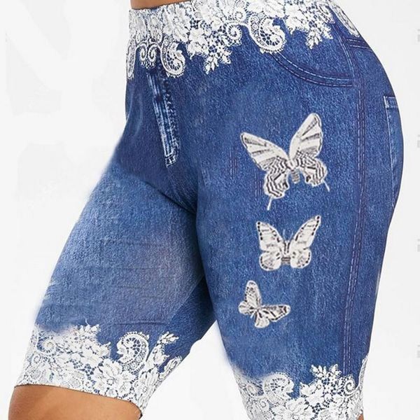 Tenue de yoga Summer Shorts vintage Femme Femme lâche Lace Lace Patchwork Butterfly Print Sports Minipants Wherinsyoga