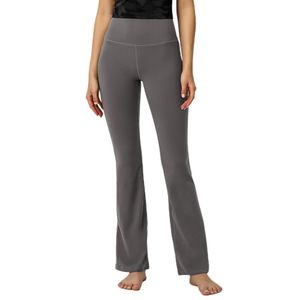 Tenue de yoga super élastique taille haute collants de contrôle du ventre à tricoter 13 couleurs lu groove évasé Gym vêtements d'entraînement couture leggings pantalon sport jogging pour femme