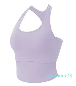 Traje de yoga Camiseta sin mangas con cojín en el pecho Fitness Deportes Costilla Dobladillo a prueba de golpes para mujer Corriendo sujetador de secado rápido