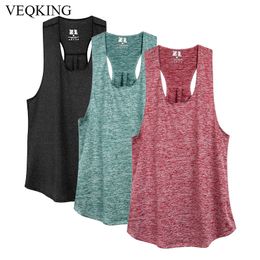 Yoga -outfit Veqking mouwloze racerback workout tanktops voor dames gym lopen training shirts atletic fitness sport vest 230322
