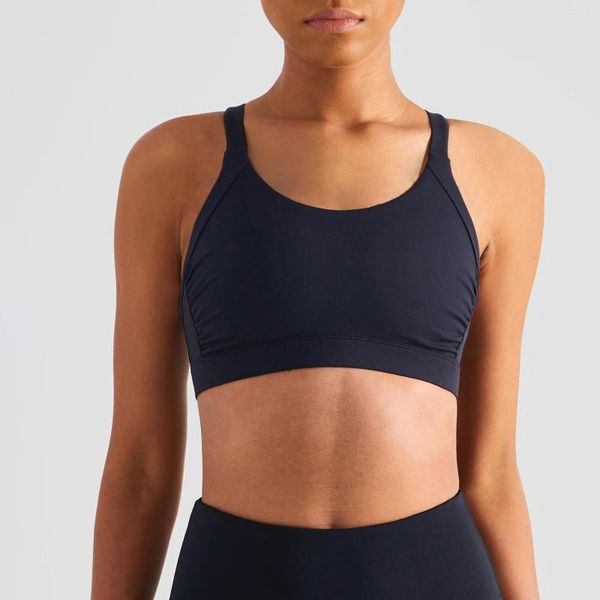 Tenue de yoga Vnazvnasi soutien-gorge de sport femmes haut de gymnastique nu dos croisé froncé Fitness sous-vêtements Slim Crop grande taille