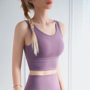 Conjunto de Yoga, Sujetador deportivo de banda ancha para mujer, Top corto de ejercicio, ropa deportiva, chaleco de gimnasio, camiseta sin mangas de Fitness, ropa interior de apoyo fuerte