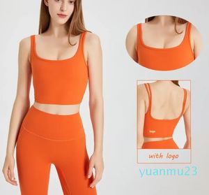 Tenue de yoga avec logo, soutien-gorge de sport, double bandoulière, dos nu, sous-vêtements sexy, haut de gymnastique, équitation en plein air, gilet à séchage rapide