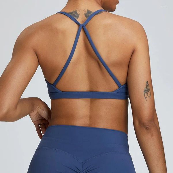 Equipo de yoga Wmuncc Naked Beauty Back Bra Mujeres con cuello en V Reunión Deportes Apretado Desgaste externo Running Fitness Tank Top