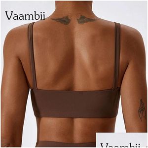 Traje de yoga Mujer Gimnasio Sujetador deportivo Sujetadores sin respaldo para mujeres Ropa interior para mujer sin costuras Correa Chaleco acolchado Bralette Ropa deportiva activa Drop DHWFG