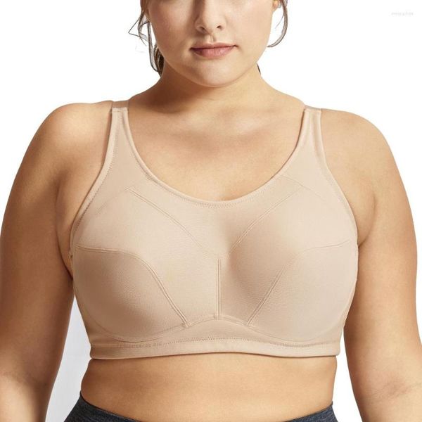 Tenue de yoga femme grande taille Coolmax soutien-gorge de sport à armatures soutien à fort impact entraînement Bralette 36-46 C-E Cup