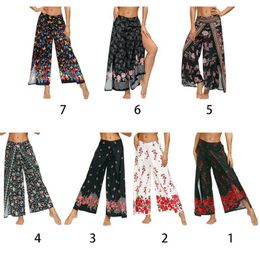Yoga Outfit Femmes Floral Print Pantalon Loose Baggy Boho Long Palazzo Wide Leg Pants