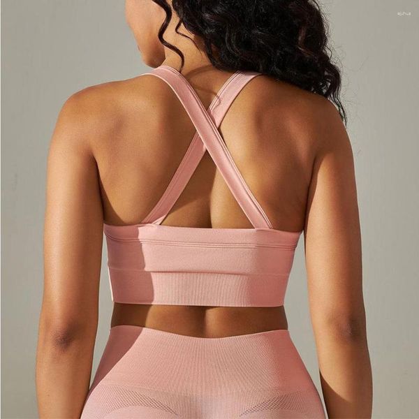 Tenue de Yoga femmes haute résistance séchage rapide Push Up Compression soutien-gorge de course Sexy dos croisé Sports de plein air sous-vêtements sans couture salle de sport