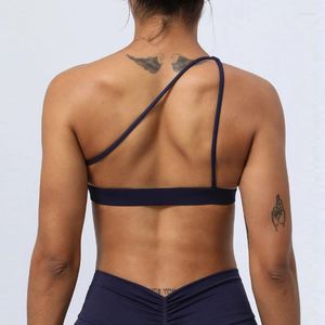 Yoga Outfit Dames Sportbeha Top met één schouder Sexy Backless Fitness Bralette Gym Workout Crop Push Up Strak ondergoed Hardloopvest