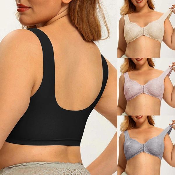 Tenue de yoga Soutien-gorge sans bretelles surdimensionné pour femmes avec une boucle avant sans couture et de la dentelle pour une belle poitrine arrière Push Up