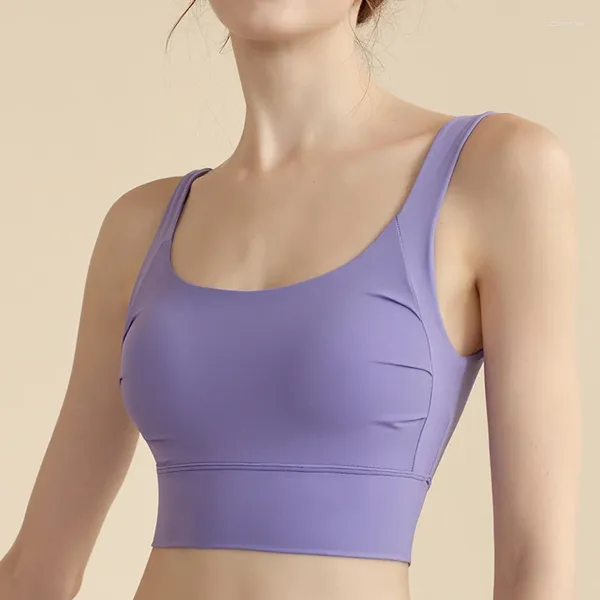 Tenue de yoga Sous-vêtements pour femmes Sports Sports larges BRODS ÉTRATS SOFF Soft Crop Tops Gym Fitness Big U Beautiful Back Bras