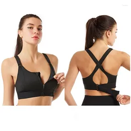 Yoga-outfit Dames Zip Front Sport Bra Anti-vibratie Geen stalen ring Beauty Sport ondergoed Verstelbaar draadloze ondersteuning