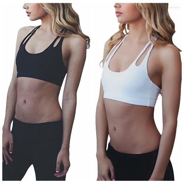 Conjunto de Yoga para mujer, sujetadores deportivos, doble banda, espalda en T, Top para correr, sujetador, chaleco de Fitness, ropa interior de gimnasio, acolchado, sin costuras, sin llantas